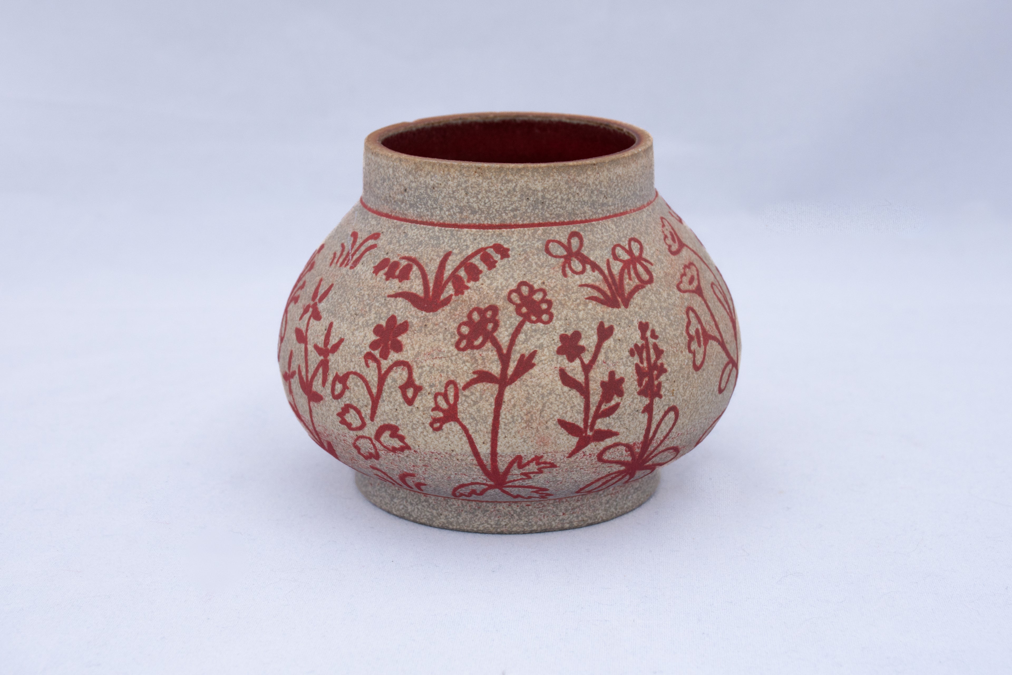 Red Floral Tapestry Bud Vase