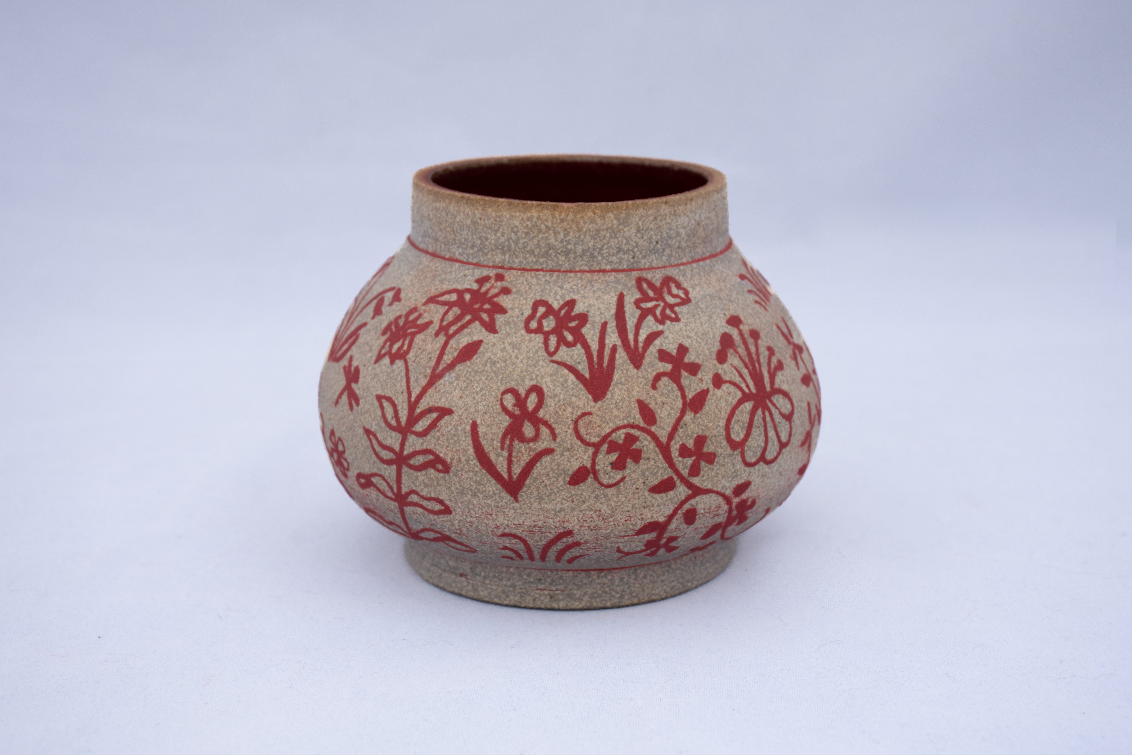 Red Floral Tapestry Bud Vase
